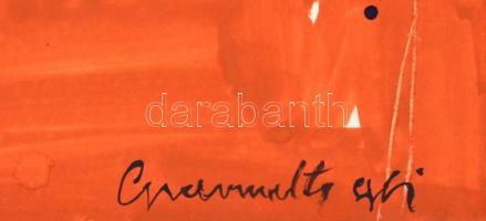 Gyarmathy jelzéssel: Csendélet. Vegyes technika, kollázs, papír, vékony paszpartuban, ca. 24x42,5