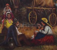 Bánáti Károly jelzéssel: Erdei táborozók. Olaj, vászon, fa keretben, 60x80