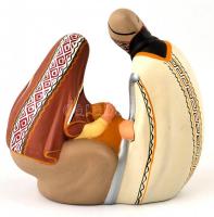 Jelzés nélkül: Család mázas kerámia: hibátlan 18x19 cm