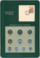 1983-1984. 2f-10Ft (9xklf) Coin Sets of All Nations forgalmi szett felbélyegzett kartonlapon, 2Ft-os 200 éves a Budapesti Műszaki Egyetem bélyeggel T:1