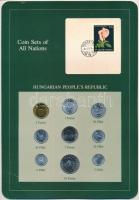1978. 2f-10Ft (9xklf) Coin Sets of All Nations forgalmi szett felbélyegzett kartonlapon, 2Ft-os 200 éves a Budapesti Műszaki Egyetem bélyeggel T:1