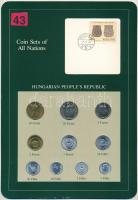 1984-1988. 2f-20Ft (10xklf) Coin Sets of All Nations forgalmi szett felbélyegzett kartonlapon, 1Ft-os A Honfoglalás kora bélyeggel T:1
