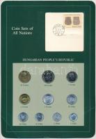 1984-1988. 2f-20Ft (10xklf) Coin Sets of All Nations forgalmi szett felbélyegzett kartonlapon, 1Ft-os A Honfoglalás kora bélyeggel T:1