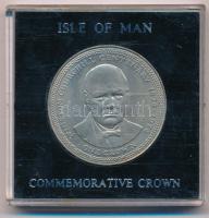 Man-sziget 1974. 1C Cu-Ni Winston Churchill centenárium műanyag tokban T:1-,2 Isle of Man 1974. 1 Crown Cu-Ni Winston Churchill centenary in a plastic case C:AU,XF Krause KM #30