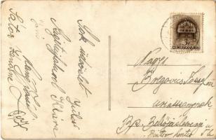 1942 Szigetújfalu, Fő utca, templom, híd, gőzhajó. photo (gyűrődés / crease)