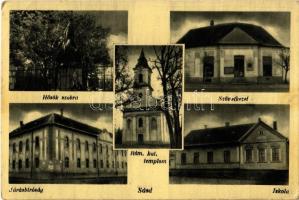 1949 Sásd, Hősök szobra, emlékmű, Római katolikus templom, Iskola, Járásbíróság, Szövetkezet üzlete (EK)