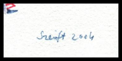 Szeift Béla (1944-2012): A híres kétfejű. Akvarell, filctoll, merített papír, jelzett, datált (2004)...