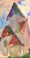 Somlai Vilma (1938-2007): Vár. Akvarell, papír, jelzett, hátoldalán a művész bélyegzőjével, 53x36 cm