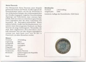 Ausztria 1967. 25Sch Ag "Mária Terézia születésének 250. ébfordulója" sorszámozott boríték...