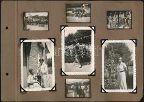 cca 1930 Vegyes fotó tétel, 14 db, kétoldalas albumlapon, rajta cserkész és jamboree-s fényképekkel ...