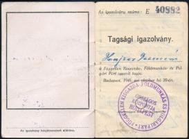 1946 Független Kisgazda-, Földmunkás- és Polgári Párt tagsági igazolvány + képeslap