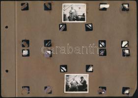 cca 1930 Cserkész és jamboree-s fotók, 10 db, albumlapon, rajta olasz és magyar katonai vezetőkkel, ...