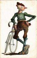 1909 Cyclist, bicycle. S. No. 411. IV.