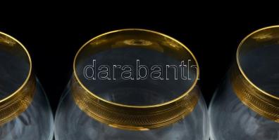 6 db aranyozott szélű konyakos  / likőrős pohár szép állapotban 12  cm