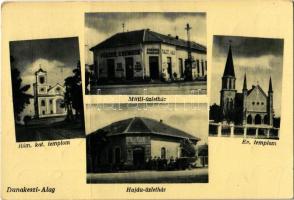 Dunakeszi-Alag, Római katolikus templom, Evangélikus templom, Mittli üzletház, Hajdu Miklós üzlete, automobil (fa)
