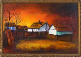 ÁR jelzéssel: Tanya. Olaj, farost, jelzett, keretben, 34×50 cm