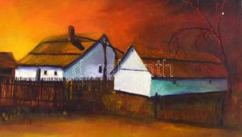 ÁR jelzéssel: Tanya. Olaj, farost, jelzett, keretben, 34×50 cm