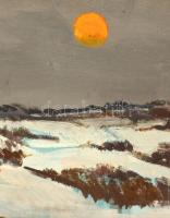 Somogyi János (angyalföldi) (1928-2010): Teliholdas este. Olaj, farost, 50x70 cm