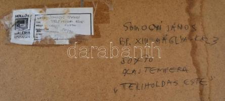 Somogyi János (angyalföldi) (1928-2010): Teliholdas este. Olaj, farost, 50x70 cm