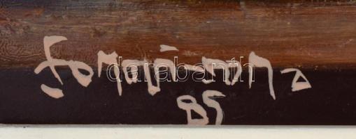 Somogyi-Soma László (1927-2004): Ikon és bogáncs. Olaj, farost, jelzett, datált (85) keretben, 45×10...