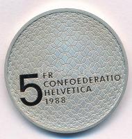 Svájc 1988B 5Fr Cu-Ni "Olimpia - Galamb és gyűrűk" T:1- (PP) patina Switzerland 1988B 5 Fr...