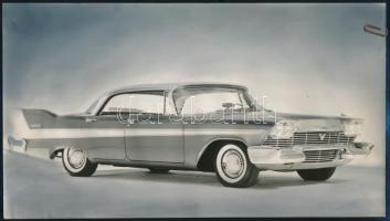 cca 1960 Plymouth amerikai autó fotója, foltos, 23x13 cm