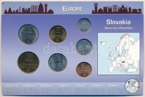 Szlovákia 2001-2007. 10h-10K (7xklf) forgalmi sor sérült kartonlapon T:1,1- 
Slovakia 2001-2007. 10...