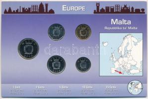 Málta 2001-2006. 1c-25c (5xklf) forgalmi sor kartonlapon T:1,1- 
Malta 2001-2006. 1 Cent - 25 Cents...