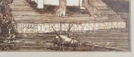 Zsögödi Nagy Imre (1893 - 1976): Dózsa György. Rézakarc, selyem .Üvegezett keretben 29x40 cm