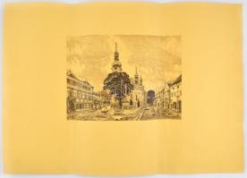 Kádas István (1941- ): Kőszeg Belváros, rézkarc, papír, jelzett, 39,5×49,5 cm