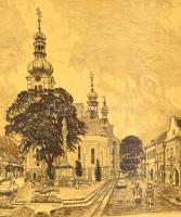 Kádas István (1941- ): Kőszeg Belváros, rézkarc, papír, jelzett, 39,5×49,5 cm