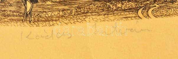 Kádas István (1941- ): Kőszeg Belváros, rézkarc, papír, jelzett, 39,5×49,5 cm