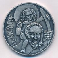 ~2000. Szent Kristóf / Társadalombiztosításért ezüstpatinázott fém emlékérem (42mm) T:1