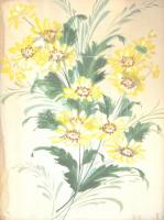 Villányi jelzéssel: Virágok. Akvarell, selyem, kartonra kasírozva, foltos üvegezett, enyhén sérült fa keretben, 45,5x35,5 cm