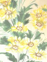 Villányi jelzéssel: Virágok. Akvarell, selyem, kartonra kasírozva, foltos üvegezett, enyhén sérült f...