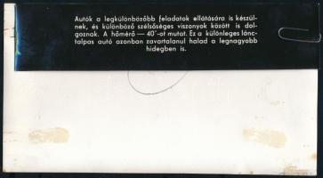 cca 1960 -40 fokos hőmérsékletes is működő autó, fotó, 10x18 cm