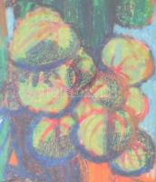 Olvashatatlan jelzéssel: Virágcsendélet kaktusszal. Kréta, papír, üvegezett keretben 40x28,5 cm