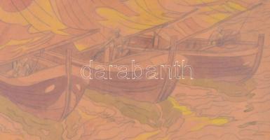 Bölcskey Ferenc (1897-?): Vitorlások. Vegyes technika, karton, jelzett, üvegezett keretben, 29×41,5 ...