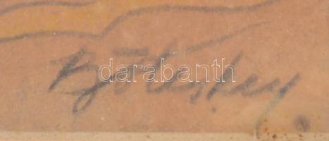 Bölcskey Ferenc (1897-?): Vitorlások. Vegyes technika, karton, jelzett, üvegezett keretben, 29×41,5 ...