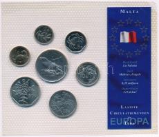 Málta 1998-2002. 1c-1L (7xklf) forgalmi sor műanyag tokban T:1 Malta 1998-2002. 1 Cent - 1 Lira (7xdiff) coin set in plastic case C:UNC