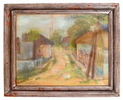 Diener Dénes jelzéssel: Utca. Pasztell, karton, üvegezett fa keretben, 39,5x49 cm