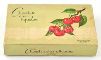 Chocolate cherry liqueurs papírdoboz, Bp., Terimpex, az alja szakadt, kis folttal, 11x18x3 cm