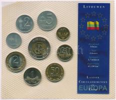 Litvánia 1991-2001. 1c - 5L (9xklf) forgalmi sor sérült műanyag tokban T:1 Lithuania 1991-2001. 1 Centas - 5 Litai (9xdiff) coin set in damaged plastic case C:UNC
