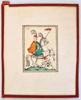 Pekáry István (1905-1981): Lovas katona, 1596. Régi magyar viseletek sorozatból, megjelent 1934-ben....