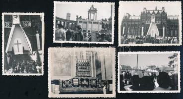 1938 Az Eucharisztikus Kongresszus és a Szent Év eseményein készült budapesti és vidéki fotók, 11 db...