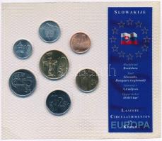 Szlovákia 1994-2003. 10h - 10K (7xklf) forgalmi sor műanyag tokban T:1 Slovakia 1994-2003. 10 Halierov - 10 Korun (7xdiff) coin set in plastic case C:UNC