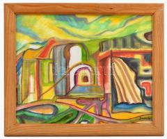 Szecsödi jelzéssel: Hegyvidéki táj. Vegyes technika, karton, üvegezett fa keretben, 24x30 cm