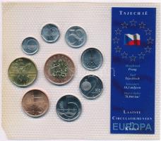 Csehország 1993-2003. 10h - 50K (9xklf) forgalmi sor műanyag tokban T:1 Czech Republic 1993-2003. 10 Halerov - 50 Korun (9xdiff) coin set in plastic case C:UNC