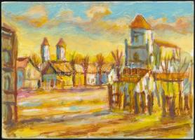 Jelzés nélkül: Kisváros. Akvarell, karton, 14,5×20,5 cm