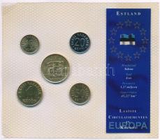 Észtország 1992-2003. 10s - 5K (5xklf) forgalmi sor műanyag tokban T:1 Estonia 1992-2003. 10 Senti - 5 Krooni (5xdiff) coin set in plastic case C:UNC